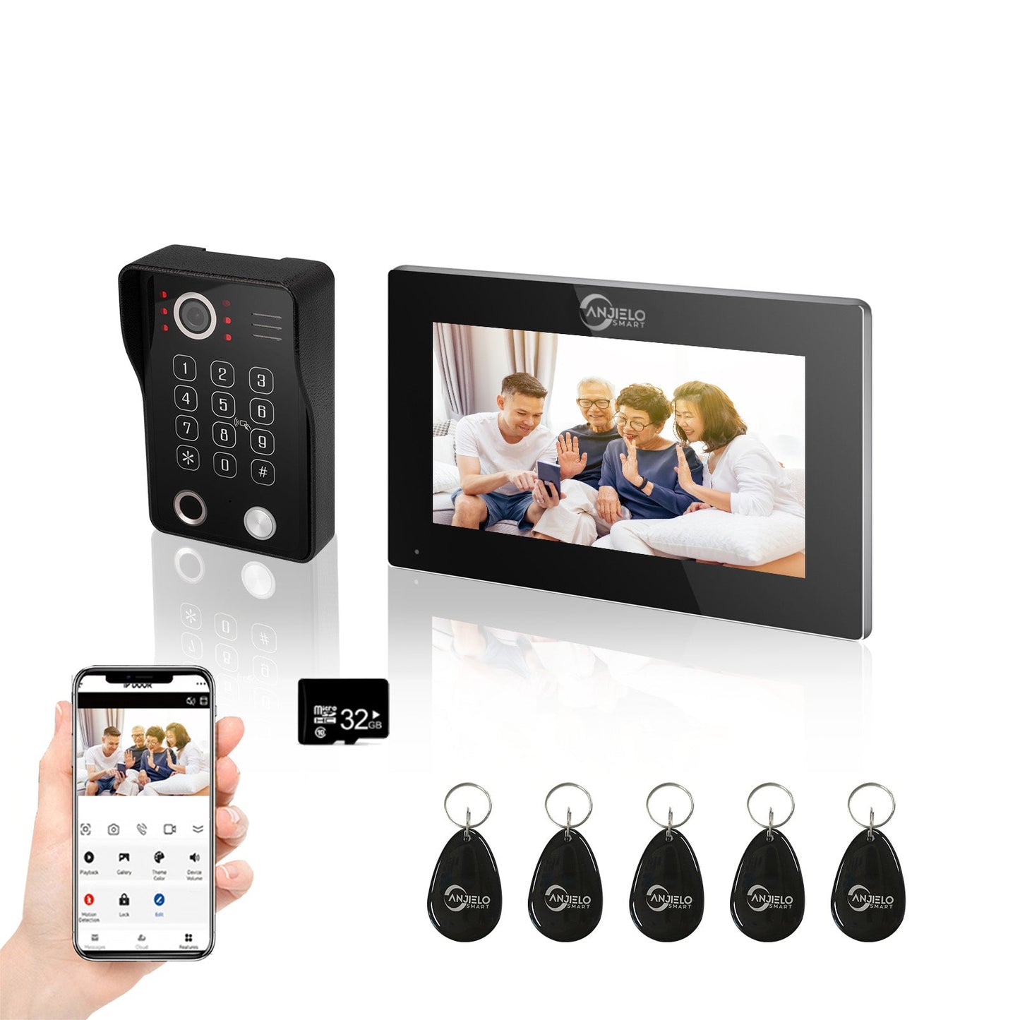 1080P Tuya Smart WiF Video Door phone Doorbell Camera with RFID Card unlcok Fingerprint and Passcode unlock for the Apartment Intercom System for Home Villa - Zhongshan Anjielo Smart Technology Co., Ltd