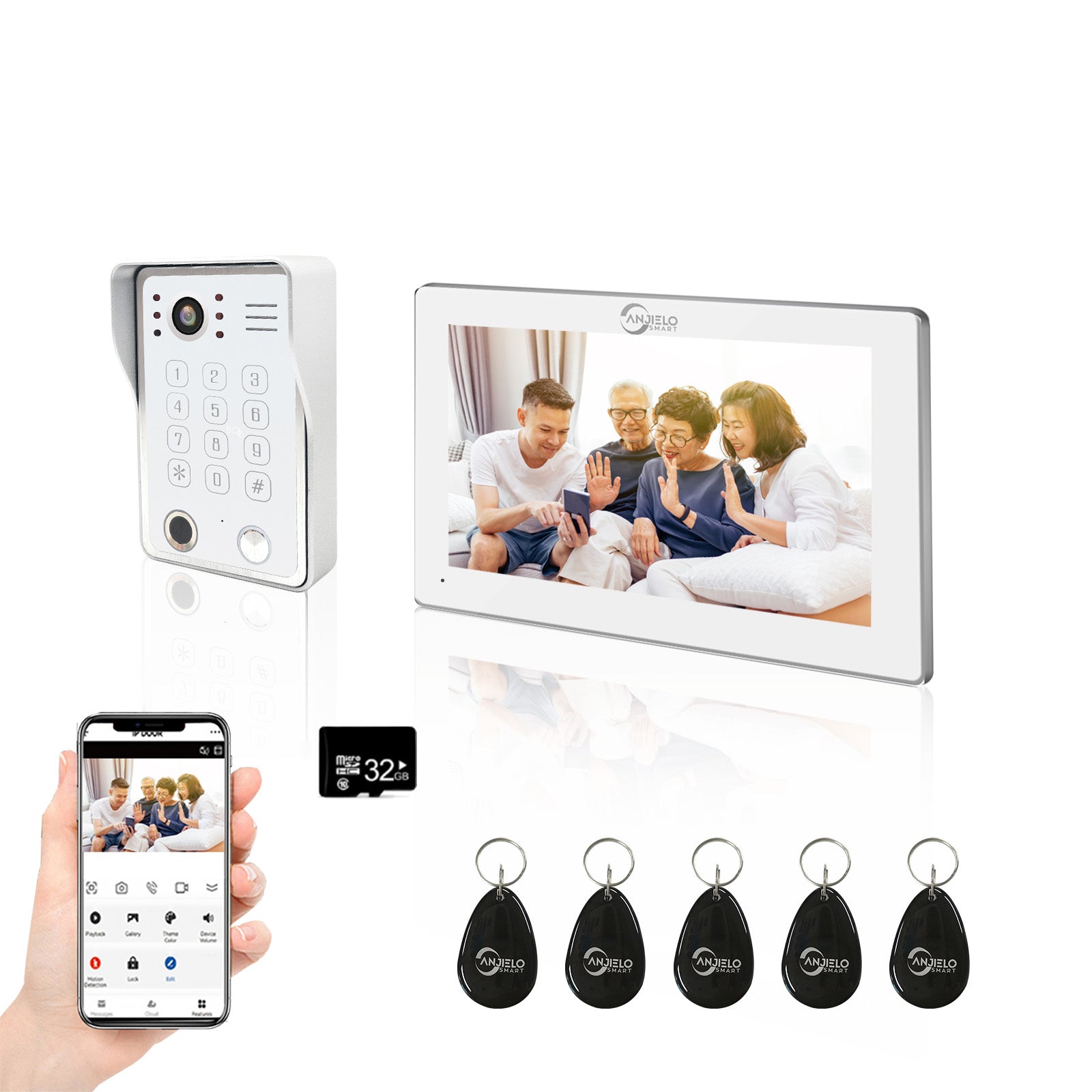 1080P Tuya Smart WiF Video Door phone Doorbell Camera with RFID Card unlcok Fingerprint and Passcode unlock for the Apartment Intercom System for Home Villa - Zhongshan Anjielo Smart Technology Co., Ltd