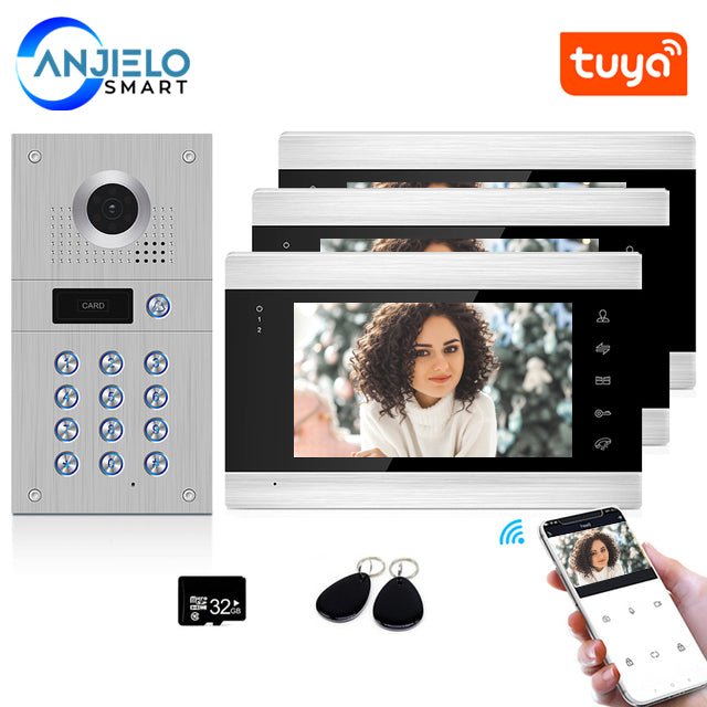 1080P Tuya WiFi Wired Video Intercom with Camera and Code Keypad/RFID Cards Access Control System Motion Detection Record - Zhongshan Anjielo Smart Technology Co., Ltd