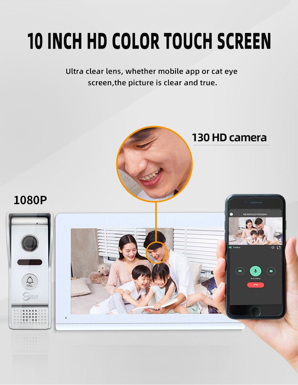 1080p White Wifi Tuya Video Intercom Monitor Video Doorbell Camera Video Intercoms Motion Detection For Home Apartment - Zhongshan Anjielo Smart Technology Co., Ltd