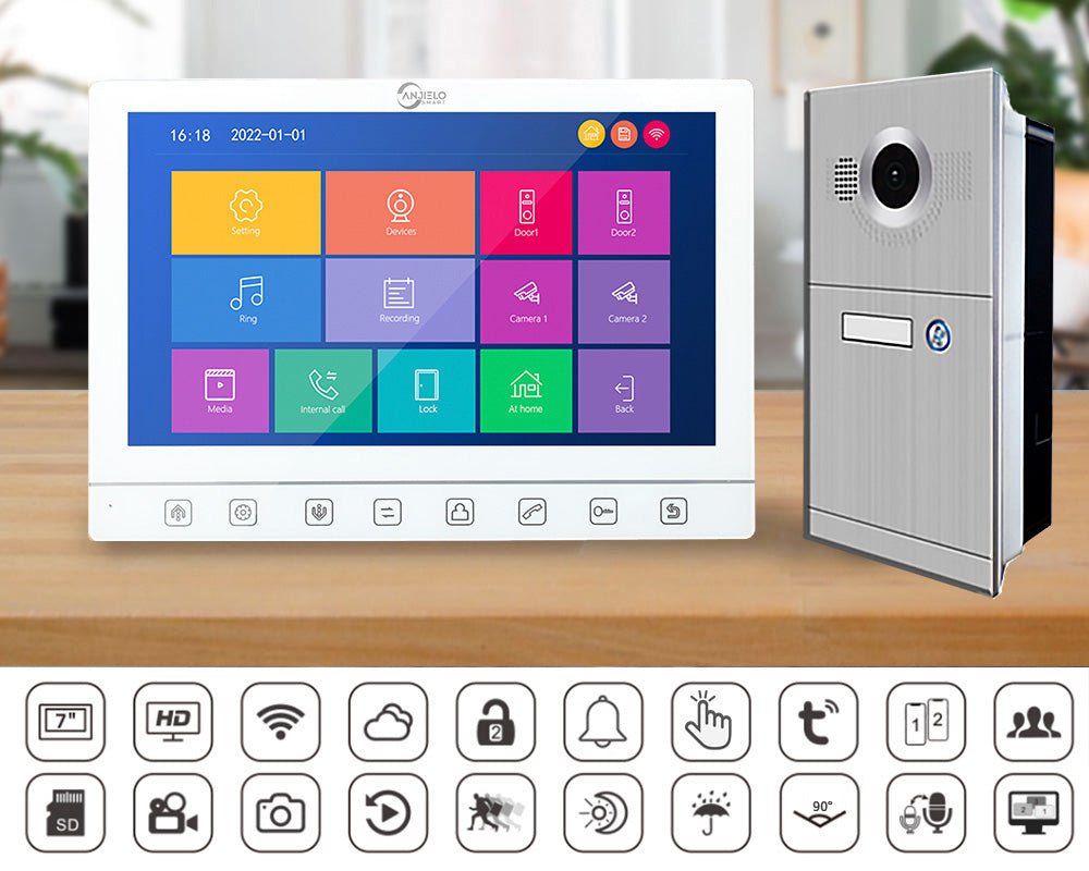 1080P WIFI Video Intercom 7 inch Monitor For Home Residencial Video Doorbell Camera Tuya Video Intercoms For Apartment Villa Home - Zhongshan Anjielo Smart Technology Co., Ltd