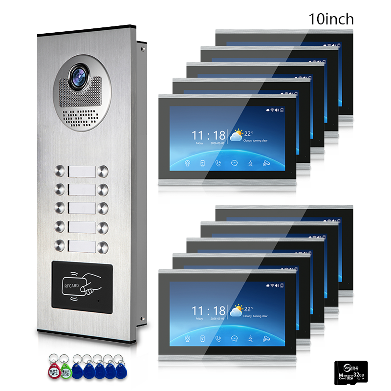 Anjielo 4-Wire Multi-Family Video Intercom System with Tuya Smart – 1080P HD, Motion Detection & Night Vision