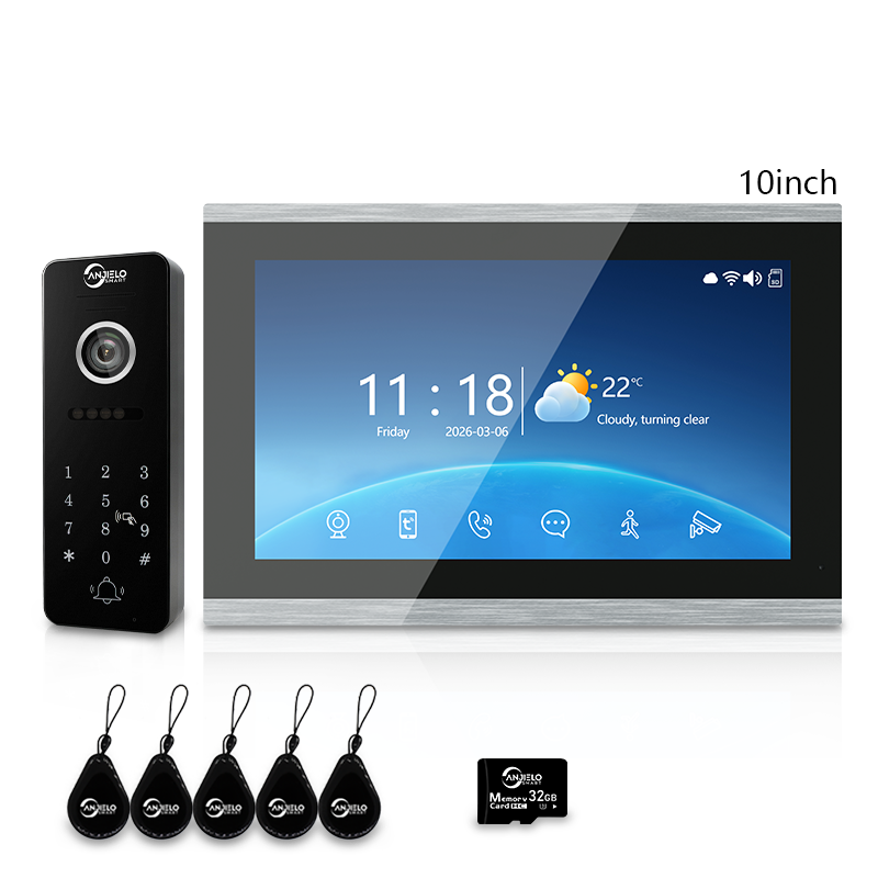 4-Wire Tuya Smart Video Intercom System 10 Inch Indoor Monitor Wired Doorbell with PIR Motion Detection Two-Way Audio Remote Mobile App Unlock for Home Villa Security