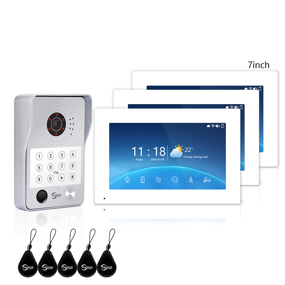 Anjielo Latest 4 wire Video Intercom System Photo Frame Video Doorbell 5 in 1 unlocking with Motion Detection for the Apartment Intercom System for Home Villa