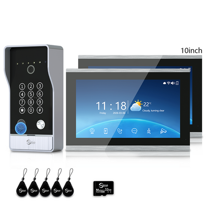 Anjielo Smart Video Doorbell Intercom System with 5-in-1 Unlocking – Fingerprint, Password, RFID Card, Touchscreen & Tuya App Unlock for Apartment or Villa|