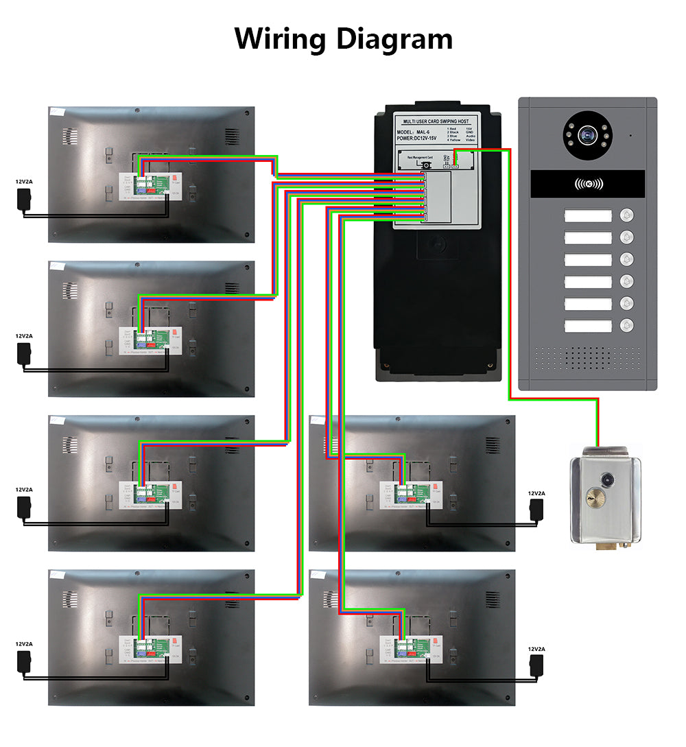 Anjielo Smart 7/10-Inch 6-24 Household Tuya Smart Video Doorbell Metal Doorbell Video Intercom System Suitable For Multi-Family