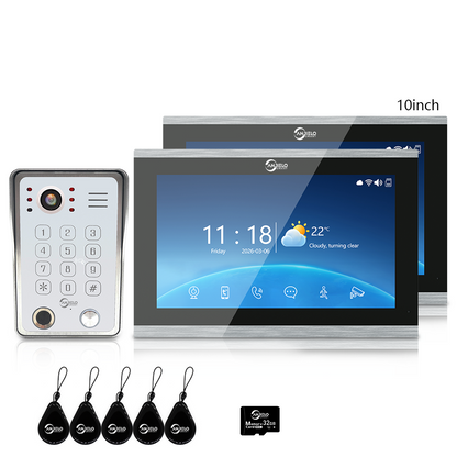 Anjielo Latest 7/10 Inch Monitor 4 wire Video Intercom System Photo Frame Video Doorbell 5 in 1 unlocking with Motion Detection for the Apartment Home andVilla
