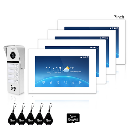 Anjielo Newest 4 Wire Video Door Phone Intercom System with Photo Frame Background Music for 2/3/4 Household