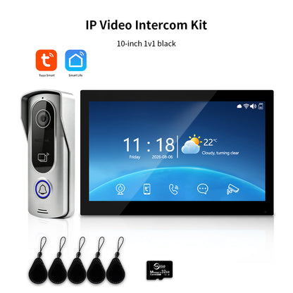 Anjielo IP HD Video Intercom System with Tuya App – 7/10.1-Inch Touch Screen, AHD 2.0MP Camera, RFID Unlock for Villa & Apartment