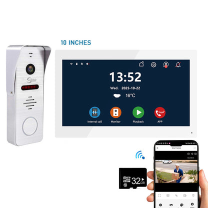 New Tuya 7/10 Inch Video Wifi Intercom Tuya Smart Home Wired video doorbell System 1080P 148°Doorbell Camera Full Touch Monitor