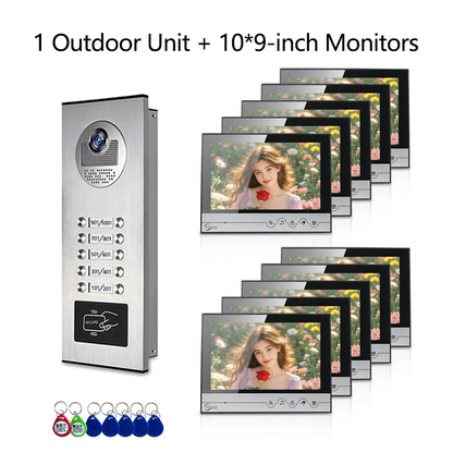 Anjielo New Series 4 Wire Video Intercom System Video Doorbell and Doorphone For 2/4/6/8/10/12 Household