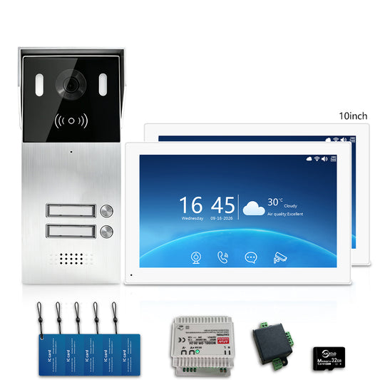 Anjielo 2-Wire Multi-Tenant Video Intercom System with Tuya App, 7/10-Inch Touch Screen, 2MP CMOS, IP65 Doorbell & 128GB TF Card