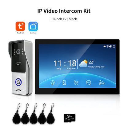 Anjielo IP Video Intercom System with High-Definition Large Screen & Infrared Night Vision Fill Light – Tuya App, 7/10.1-Inch Touch Screen, RFID Unlock for Multi-Story Villas