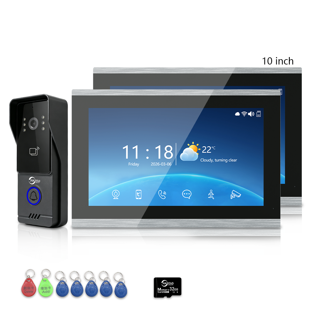 Anjielo Newest 4‑Wire Tuya Smart Life Video Intercom System 7/10 Inch Touch‑Screen 1080P IP65 Multi‑Monitor Doorphone for Villa & Apartment
