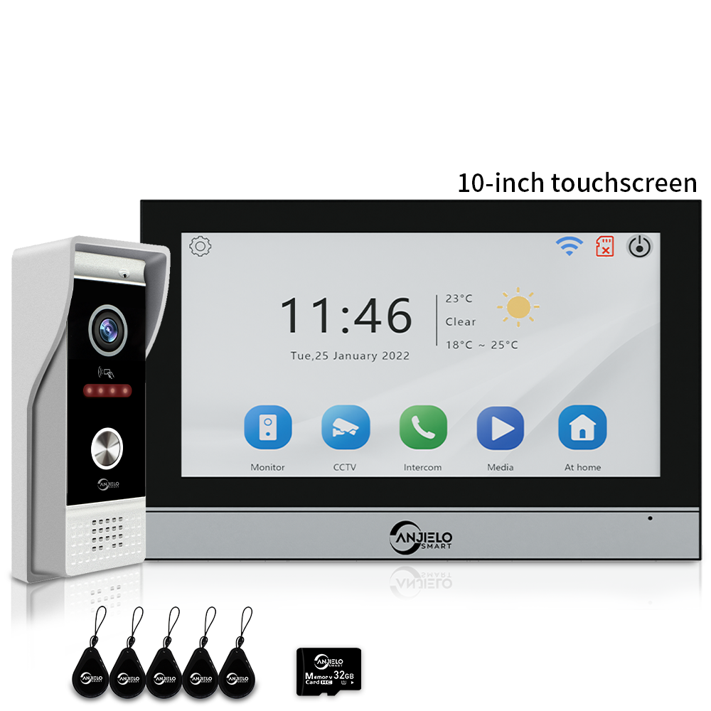 Anjielo 7/10 Inch 1080P Smart WiFi Video Intercom System with Tuya App 3-in-1 Unlock Motion Detection Alarm for Home Apartment