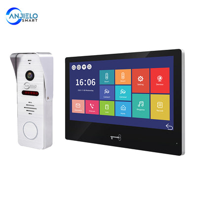 Anjielo Tuya 10 Inch Touch Screen Monitor Smart Home with 1080P 160°Wide View Angle Doorbell Camera Video Intercom System For Home