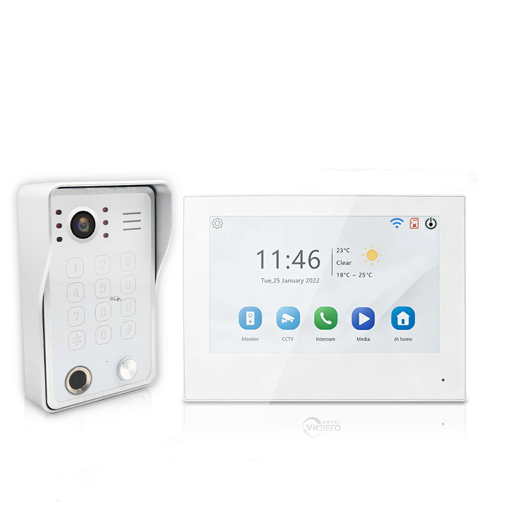 Anjielo 7/10 Inch 4 Wire WiFi Video Intercom System with 5-in-1 Unlock Fingerprint RFID Password App for Home Apartment
