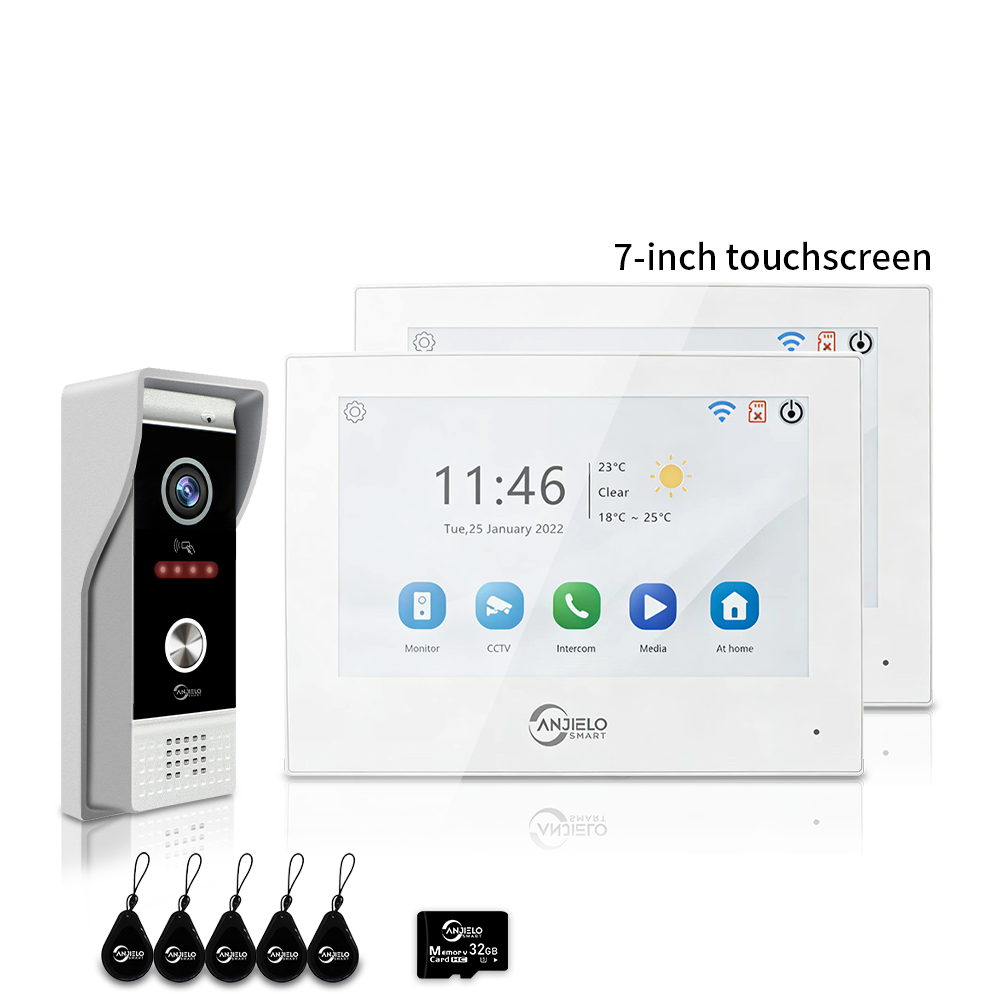 Anjielo 7/10 Inch 1080P Smart WiFi Video Intercom System with Tuya App 3-in-1 Unlock Motion Detection Alarm for Home Apartment