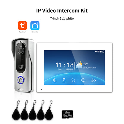 Anjielo IP HD Video Intercom System with Tuya App – 7/10.1-Inch Touch Screen, AHD 2.0MP Camera, RFID Unlock for Villa & Apartment