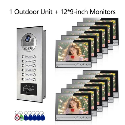Anjielo New Series 4 Wire Video Intercom System Video Doorbell and Doorphone For 2/4/6/8/10/12 Household