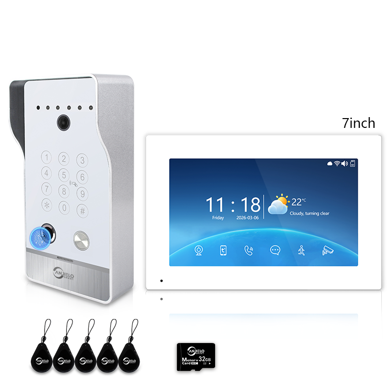 Anjielo Smart Video Doorbell Intercom System with 5-in-1 Unlocking – Fingerprint, Password, RFID Card, Touchscreen & Tuya App Unlock for Apartment or Villa|