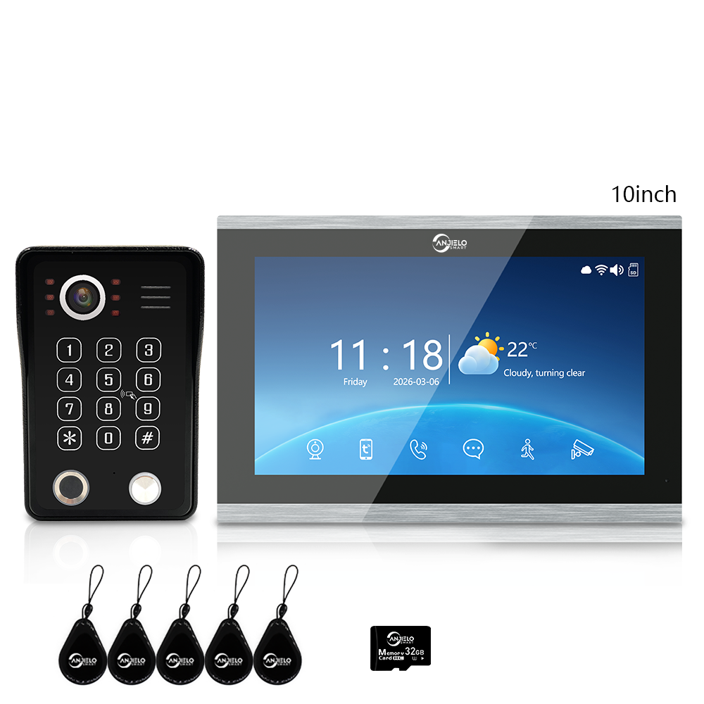 Anjielo Latest 7/10 Inch Monitor 4 wire Video Intercom System Photo Frame Video Doorbell 5 in 1 unlocking with Motion Detection for the Apartment Home andVilla