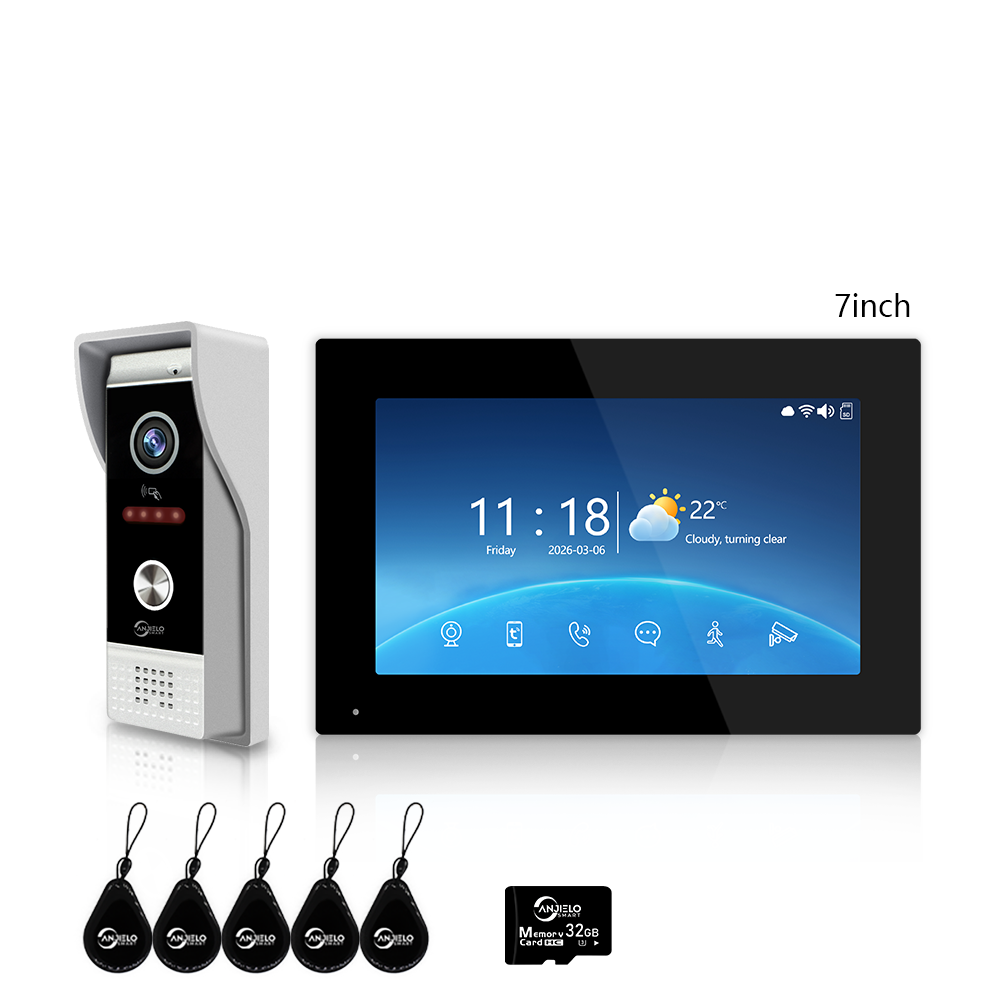 Anjielo 4 Wire 1080P 7/10 Inch Photo Frame with Infrared Night Vision Wifi Video Doorbell Intercom Tuya Smart Doorphone RFID Access Control System for Villa Apartment