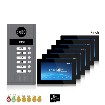 Anjielo 7/10 Inch WiFi Smart Video Doorbell Multi‑Family Apartment Intercom System Two‑Way Audio & Remote Unlock Digital Photo Frame & Background Music Tuya App Control IP65 Weatherproof