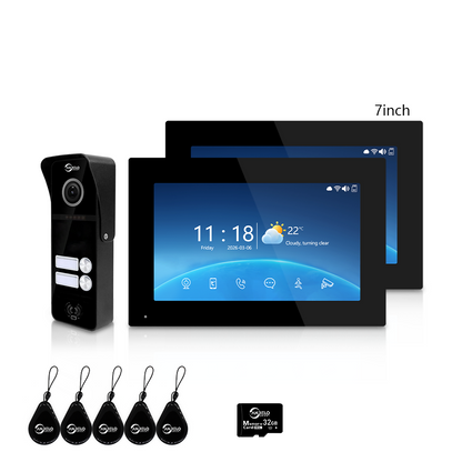 Anjielo Newest 4 Wire Video Door Phone Intercom System with Photo Frame Background Music for 2/3/4 Household