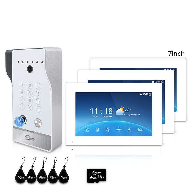 Anjielo Smart Video Doorbell Intercom System with 5-in-1 Unlocking – Fingerprint, Password, RFID Card, Touchscreen & Tuya App Unlock for Apartment or Villa|