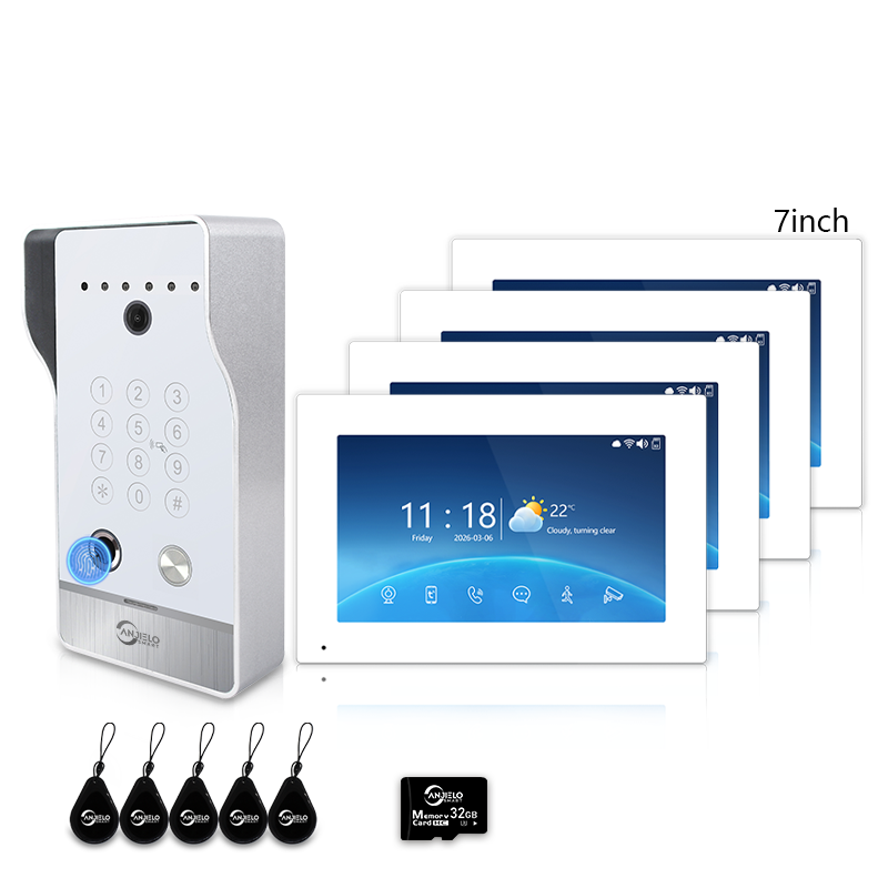 Anjielo Smart Video Doorbell Intercom System with 5-in-1 Unlocking – Fingerprint, Password, RFID Card, Touchscreen & Tuya App Unlock for Apartment or Villa|