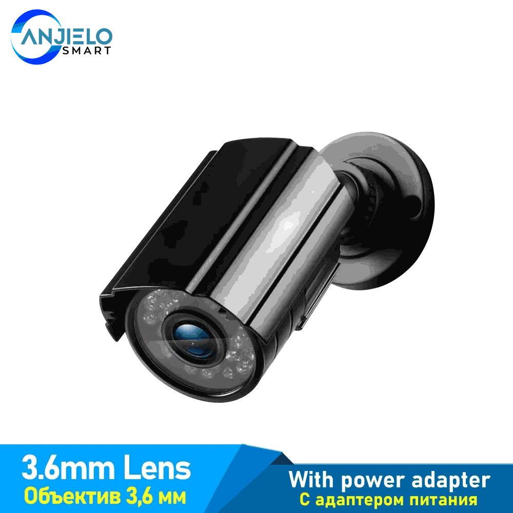 1200TVl CCTV Analog surveillance 3.6mm Lens camera IR Light Bullet Waterproof Outdoor Security Camera + Power Adapter - Zhongshan Anjielo Smart Technology Co., Ltd