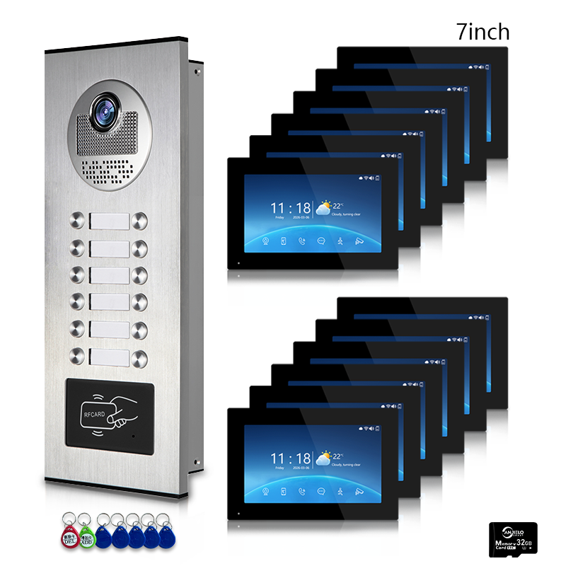 Anjielo 4-Wire Multi-Family Video Intercom System with Tuya Smart – 1080P HD, Motion Detection & Night Vision