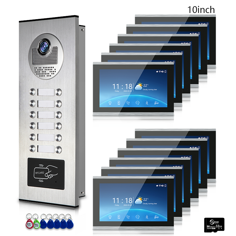 Anjielo 4-Wire Multi-Family Video Intercom System with Tuya Smart – 1080P HD, Motion Detection & Night Vision