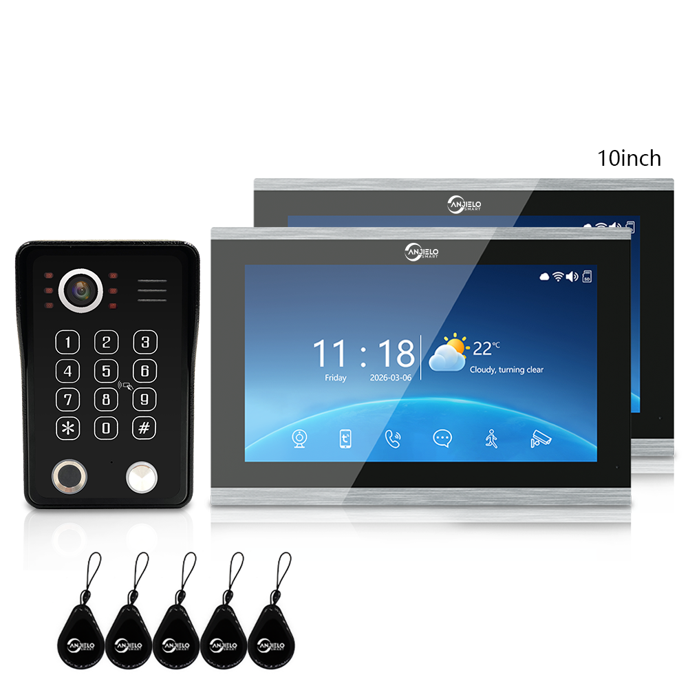 Anjielo Latest 7/10 Inch Monitor 4 wire Video Intercom System Photo Frame Video Doorbell 5 in 1 unlocking with Motion Detection for the Apartment Home andVilla