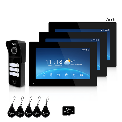 Anjielo Newest 4 Wire Video Door Phone Intercom System with Photo Frame Background Music for 2/3/4 Household