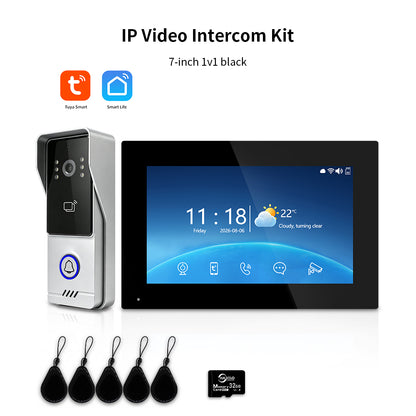 Anjielo IP Video Intercom System with High-Definition Large Screen & Infrared Night Vision Fill Light – Tuya App, 7/10.1-Inch Touch Screen, RFID Unlock for Multi-Story Villas