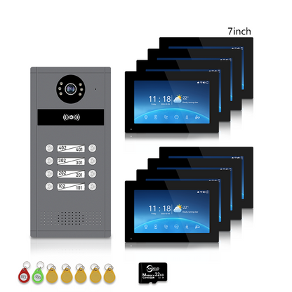 Anjielo 7/10 Inch WiFi Smart Video Doorbell Multi‑Family Apartment Intercom System Two‑Way Audio & Remote Unlock Digital Photo Frame & Background Music Tuya App Control IP65 Weatherproof