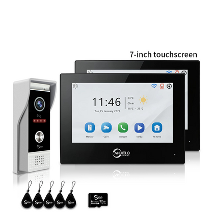 Anjielo 7/10 Inch 1080P Smart WiFi Video Intercom System with Tuya App 3-in-1 Unlock Motion Detection Alarm for Home Apartment