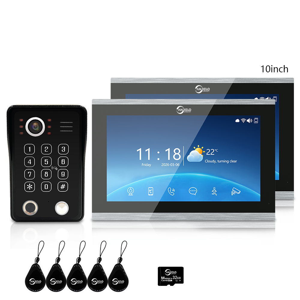 Anjielo Latest 7/10 Inch Monitor 4 wire Video Intercom System Photo Frame Video Doorbell 5 in 1 unlocking with Motion Detection for the Apartment Home andVilla