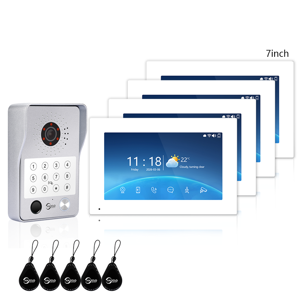 Anjielo Latest 4 wire Video Intercom System Photo Frame Video Doorbell 5 in 1 unlocking with Motion Detection for the Apartment Intercom System for Home Villa