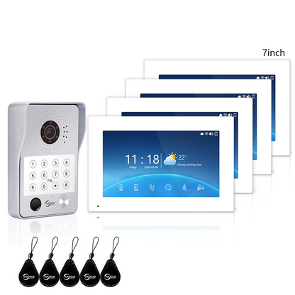 Anjielo Latest 4 wire Video Intercom System Photo Frame Video Doorbell 5 in 1 unlocking with Motion Detection for the Apartment Intercom System for Home Villa