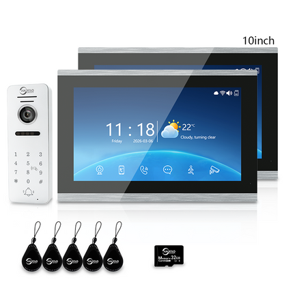 4-Wire Tuya Smart Video Intercom System 10 Inch Indoor Monitor Wired Doorbell with PIR Motion Detection Two-Way Audio Remote Mobile App Unlock for Home Villa Security