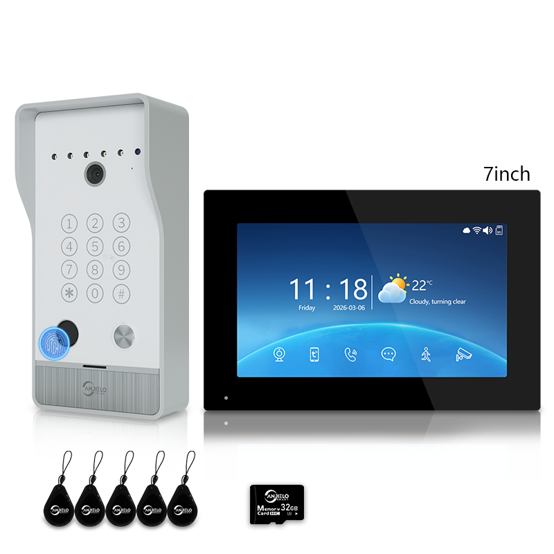 Anjielo Smart Video Doorbell Intercom System with 5-in-1 Unlocking – Fingerprint, Password, RFID Card, Touchscreen & Tuya App Unlock for Apartment or Villa|
