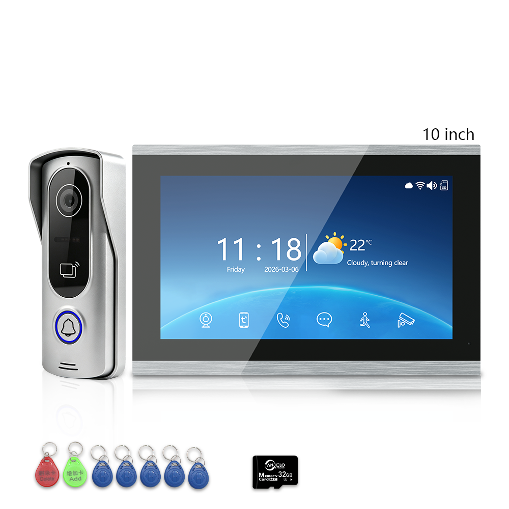 Anjielo 4-Wire Video Intercom Kit with Tuya Smart WiFi, 1080P HD Night Vision Camera, 7/10-Inch Touchscreen Monitor, Remote Unlock, Motion Detection & IP65 Waterproof for Home, Apartment & Villa Security