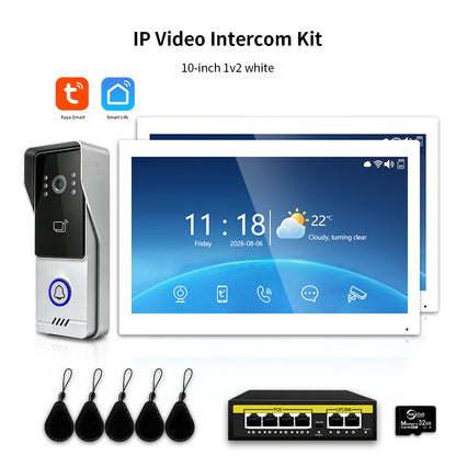 Anjielo IP Video Intercom System with High-Definition Large Screen & Infrared Night Vision Fill Light – Tuya App, 7/10.1-Inch Touch Screen, RFID Unlock for Multi-Story Villas