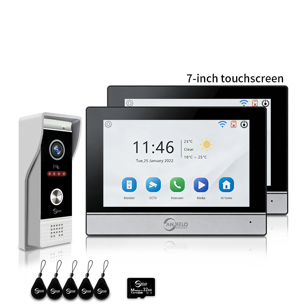 Anjielo 7/10 Inch 1080P Smart WiFi Video Intercom System with Tuya App 3-in-1 Unlock Motion Detection Alarm for Home Apartment