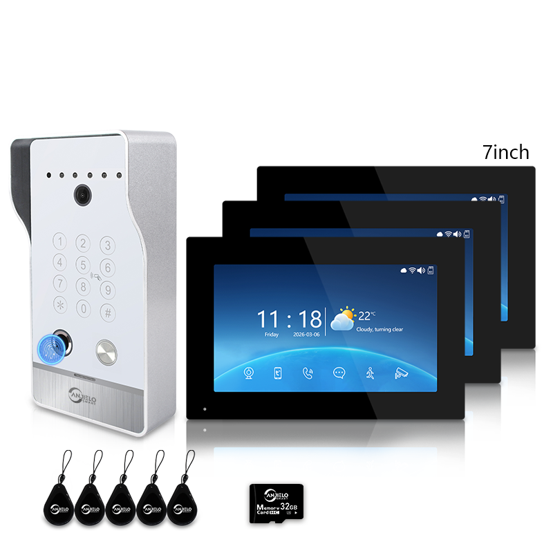 Anjielo Smart Video Doorbell Intercom System with 5-in-1 Unlocking – Fingerprint, Password, RFID Card, Touchscreen & Tuya App Unlock for Apartment or Villa|