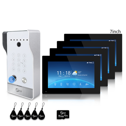 Anjielo Smart Video Doorbell Intercom System with 5-in-1 Unlocking – Fingerprint, Password, RFID Card, Touchscreen & Tuya App Unlock for Apartment or Villa|