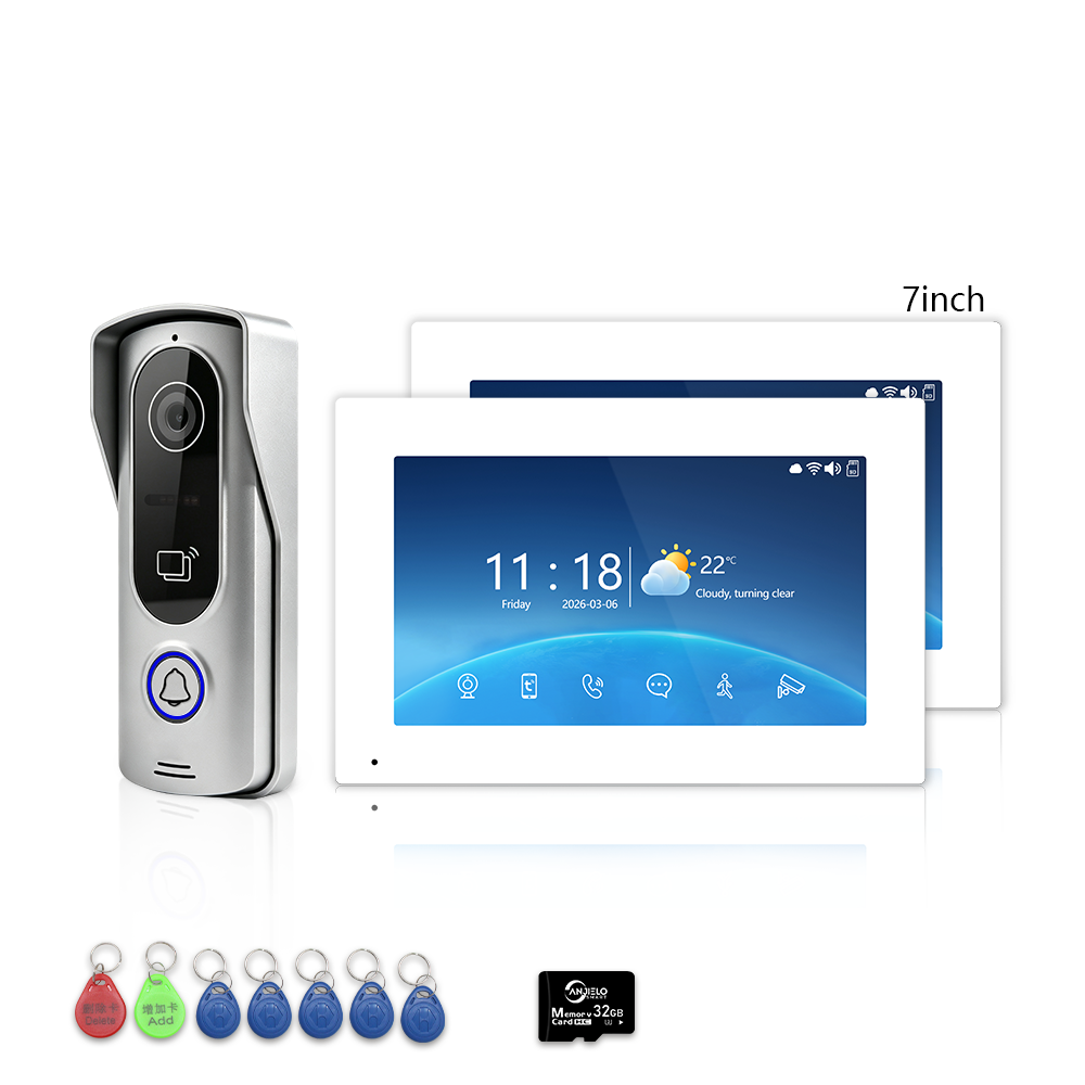 Anjielo 4-Wire Video Intercom Kit with Tuya Smart WiFi, 1080P HD Night Vision Camera, 7/10-Inch Touchscreen Monitor, Remote Unlock, Motion Detection & IP65 Waterproof for Home, Apartment & Villa Security